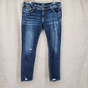 Silver Sam Stylish Distressed Blue Slim Leg Jeans Women's Size 32